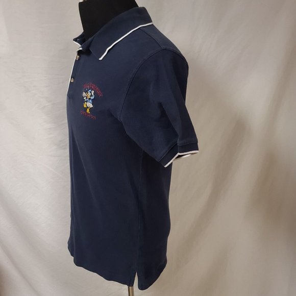 Vintage 90s Walt Disney Studios Donald Duck Mens Small Blue Polo Shirt - Picture 7 of 12